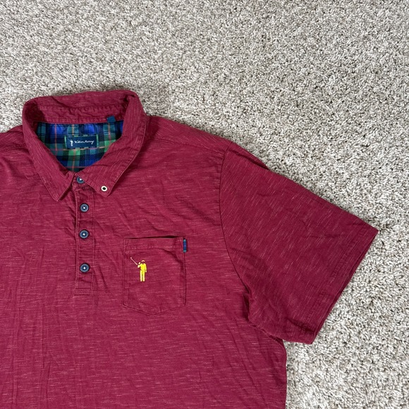 William Murray Polo Shirt Mens XL Red Heather Knit Plaid Trim Short Sleeve Golf - Picture 5 of 11